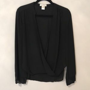 Black Blouse with lace-trimmed sleeves